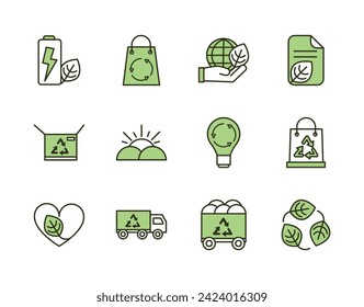Eco and environmental sustainability pack vector