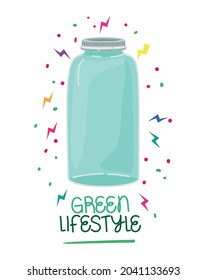 eco environmentally text and bottle