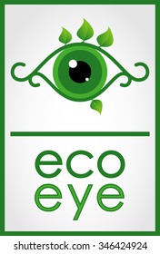 Eco Eye logo in a green frame. Vector illustration.
