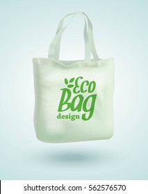 Eco Fabric Cloth Bag Tote Isolated on White Background. Care about the Environment. Vector illustration EPS10