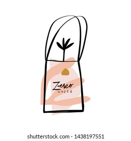 Eco fabric cloth bag. Zero waste life. Care about environment. Vector illustration.