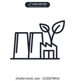 Eco Factory. Green and Ecology Factory icon symbol template for graphic and web design collection logo vector illustration