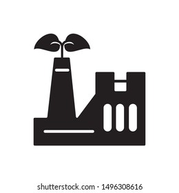 Eco factory icon. flat simple pictogram. Factory chimney with leaf vector illustration