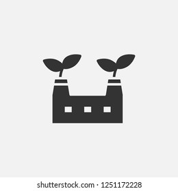 Eco factory icon illustration,vector leaf sign symbol