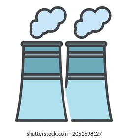 Eco factory icon. Outline eco factory vector icon color flat isolated on white