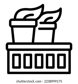 Eco factory icon outline vector. Energy plant. Water leaf