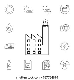 eco factory icon. Set of ecology sign icons. Signs, outline eco collection, simple thin line icons for websites, web design, mobile app, info graphics on white background