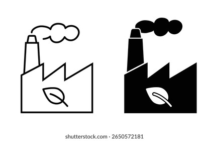 eco factory icon set. Factory Industry Building vector Icon, property factory town building, business manufacture station vector.