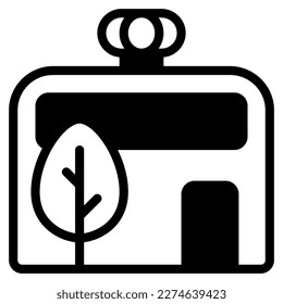 Eco Fabrik Icon mit solidem Linienstil und 64 Pixel Basis. Geeignet für Website-Design, Logo, App, i und etc.