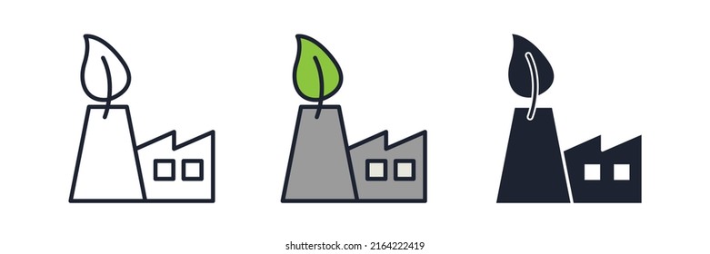 eco factory icon symbol template for graphic and web design collection logo vector illustration