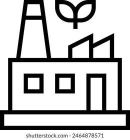 icono de la fábrica ecológica. Diseño de estilo lineal delgado aislado sobre fondo blanco