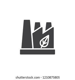 Eco Factory with leaf vector icon. filled flat sign for mobile concept and web design. Ecology save simple solid icon. Symbol, logo illustration. Pixel perfect vector graphics