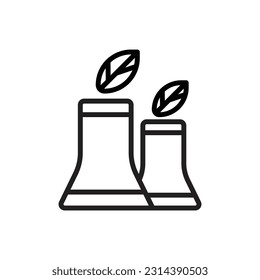 Eco Factory Outline Icon Vector Illustration