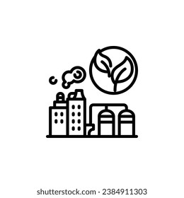 Eco factory outline icon. Vector illustration. The isolated icon suits the web, infographics, interfaces, and apps.