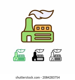 eco factory vector icon isolated on white background. Ecology icon. filled line, outline, solid icon. Signs and symbols can be used for web, logo, mobile app, UI, UX