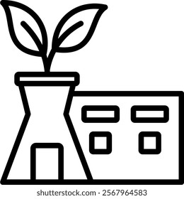 Eco Factory Vector Lineal Icon On White Background.