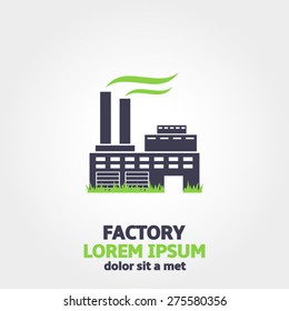 Eco factory vector logo design template