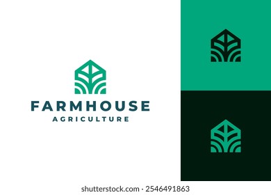 eco farm house logo vector