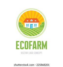 Eco farm - vector logo template concept. Organic product sign. Plantation illustration. Ecology nature emblem. Design element.
