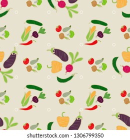 Eco farmer vegetables pattern. Vegetables seamless pattern.