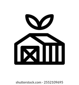 Eco farming. Editable stroke vector icon on white background.