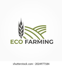 eco farming icon. eco friendly agricultury symbol. wheat spikelet and fields. vector color image