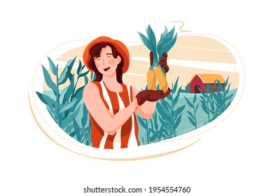 Eco Farming. Renewable Energy Resources Illustration concept. Flat illustration isolated on white background.