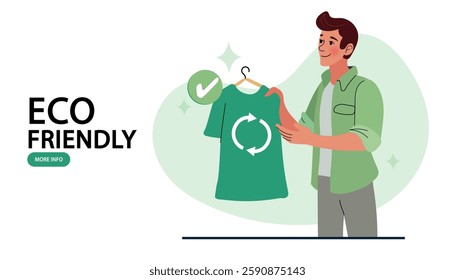 Eco fashion online shopping, person with phone and smartphone, e-commerce, mobile phone with screen , icon shopping, Live selling things in the selling app, vector ,flat design and illustration.