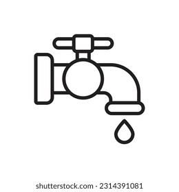 Eco Faucet Outline Icon Vector Illustration