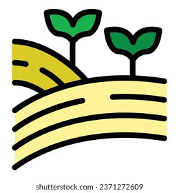 Eco field leaf icon outline vector. Digital care. Wind health color flat