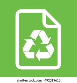 eco file paper recyclable bio white simple icon on green background
