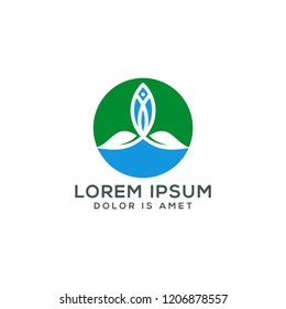 eco fish logo design vector illustration