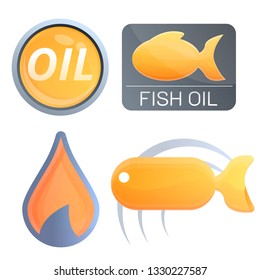 Eco fish oil logo set. Cartoon set of eco fish oil vector logo for web design