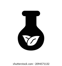 Eco flask Icon in black flat glyph, filled style isolated on white background