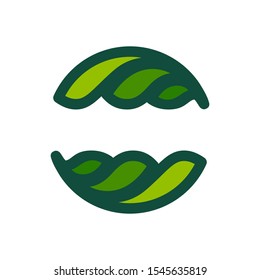 Eco flat circle logo formed by twisted green leaves. Vector design template elements for vegan, bio, raw, organic template.
