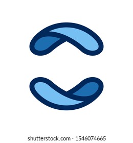 Eco flat circle logo formed by twisted blue drops. Vector design template elements for vegan, bio, raw, organic template.