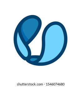 Eco flat circle logo formed by twisted blue drops. Vector design template elements for vegan, bio, raw, organic template.