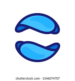 Eco flat circle logo formed by twisted blue drops. Vector design template elements for vegan, bio, raw, organic template.