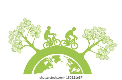 eco flat design over white background vector illustration 
