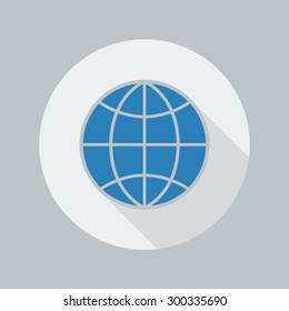 Eco Flat Icon With Long Shadow. Globe