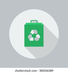 Eco Flat Icon With Long Shadow. Eco Bag