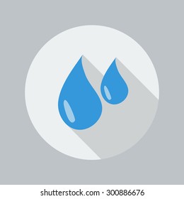 Eco Flat Icon With Long Shadow. Water Drop