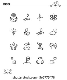 Eco flat icon set. Collection of high quality outline symbols for web design, mobile app. Eco vector thin line icons or logo.