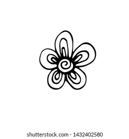 Eco flower icon in hand drawn style. Vector illustration. Isolated on white background