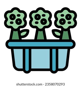 Eco flower icon outline vector. Garden plant. House nature color flat