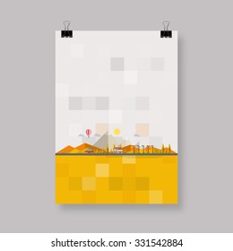 Eco flyer or cover design with Flat landscape illustration. 