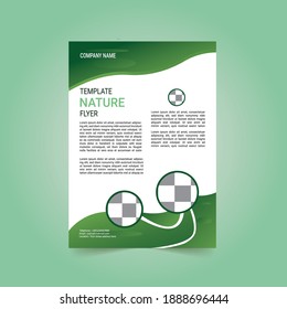 Eco flyer design vector template. Natural and organic products brochure cover design. Modern green leaf, environment design.