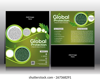 eco flyer & Global Warming Brochure template design vector illustration 