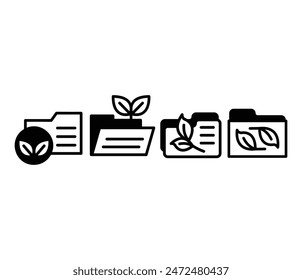 eco folder iconos símbolo diseño de Vector blanco negro simple ilustración plana colecciones Conjuntos