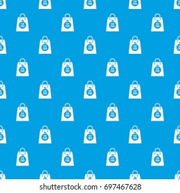 Eco food bag pattern repeat seamless in blue color for any design. Vector geometric illustration